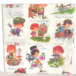 Vintage Children&#39;s Wrapping Paper, Birthday Gift Wrap, NOS New Old Stock from Sears