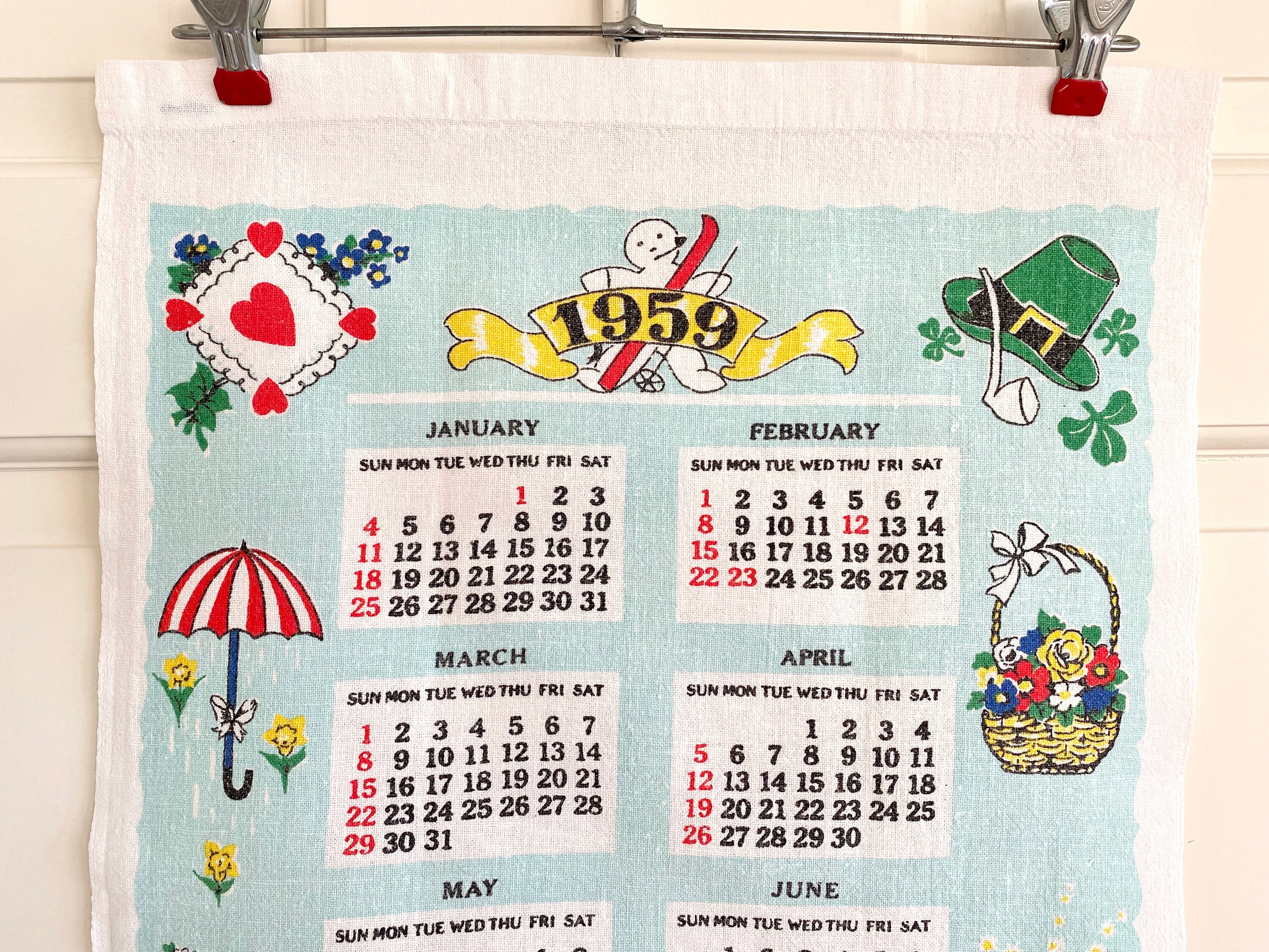 Vintage Calendar Towel 1959 Startex, Major Holidays, Birthday or  Anniversary Gift - Etsy