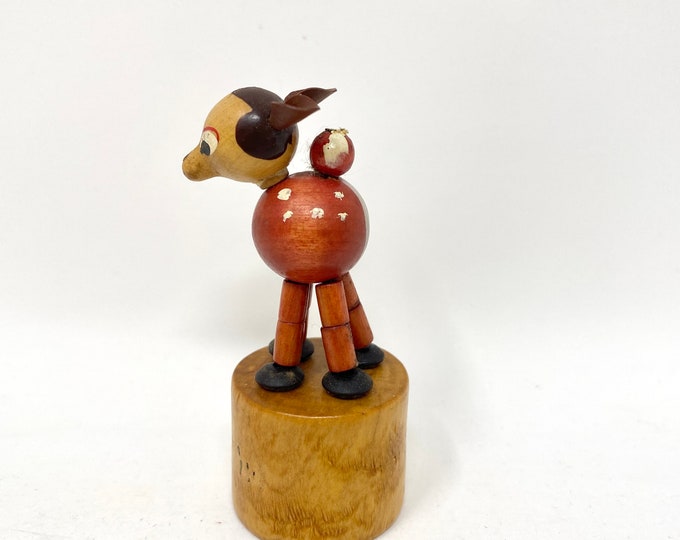 Vintage Wooden Push Puppet, Miniature Deer Figurine Etsy