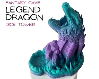 3D Printed Dragon Dice Tower: Fantasy Cave Legend for DnD