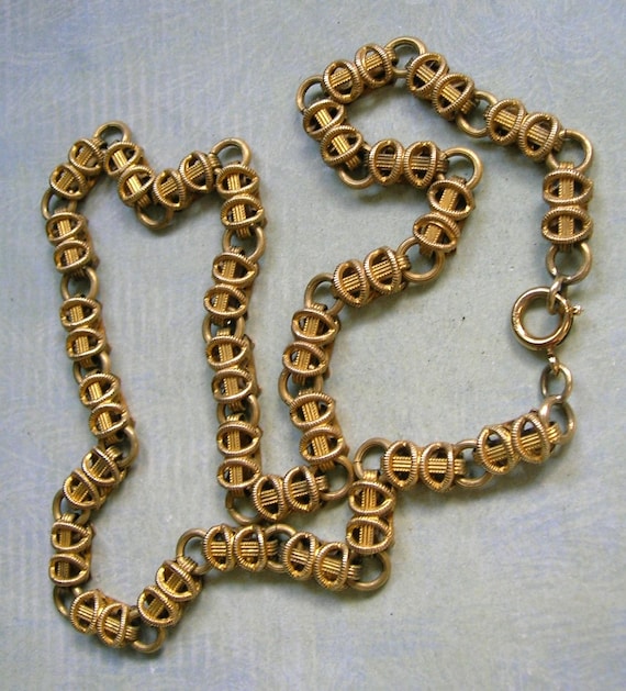 Antique Gold Filled Victorian Chain, Unique Victorian GF Chain, Unusual Antique Gold Filled Chain (#4750)