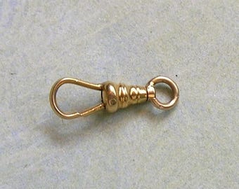 Clip giratorio antiguo de oro amarillo de 14 quilates, cierre de cadena para collar de oro amarillo de 14 quilates de estilo eduardiano - Gancho para sujetar dijes vintage Lorgnette (#4977)