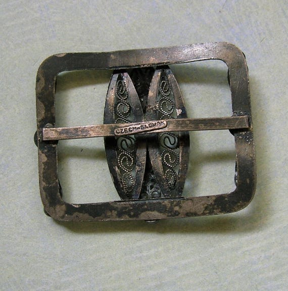 Unusual Vintage Czech Filigree Belt Buckle Old Belt Buckle