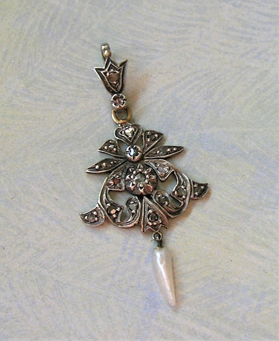 Antique Edwardian Sterling Silver and Diamond Lav… - image 4