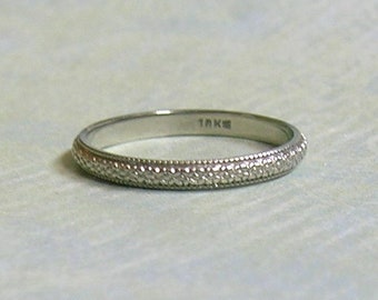 Vintage 18K White Gold Eternity Ring, 18K White Gold Band Ring, Old Art Deco White Gold Band Ring, Size 6 1/2 (#4404)