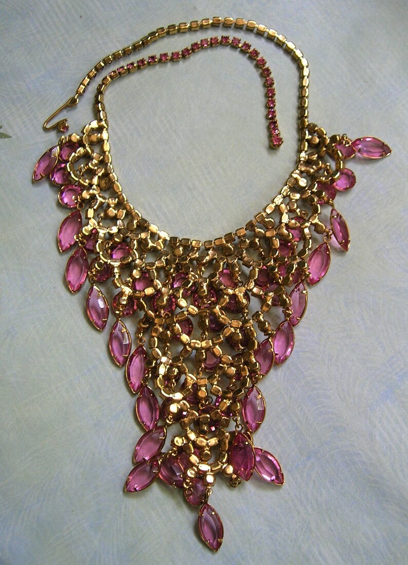 Vintage Juliana Rhinestone Bib Necklace and Matching Earrings Vintage 1960/'s Juliana Waterfall Necklace #3237 Statement Necklace