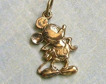 Vintage Sterling Vermeil Mickey Mouse Charm, Sterling Disney Mickey Charm Pendant, Old Disney Charm Pendant (#4604)