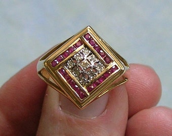 Vintage 14k Gold, Diamond and Ruby Ring, 14K Ruby and Diamond Ring, Ring With Rubies and Diamonds (#4403)