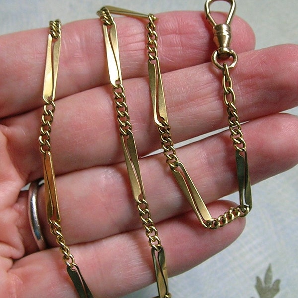 Antique 14K Yellow Gold 1920's Watch Chain, Old 14K Gold Watch Chain, Antique 14K gold Chain (#4357)