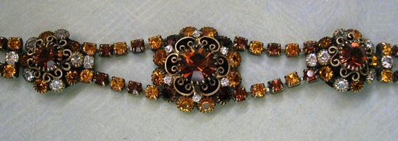 Vintage Hobe Rhinestone Bracelet, Old Hobe Rhinestone Bracelet, Hobe Costume Jewelry (#4560)