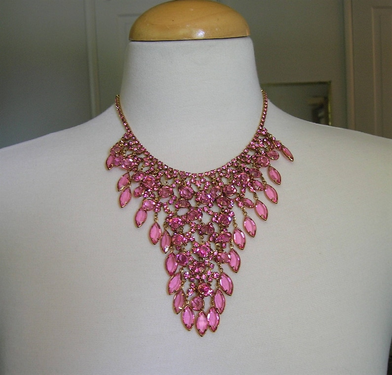 Vintage Juliana Rhinestone Bib Necklace and Matching Earrings Vintage 1960/'s Juliana Waterfall Necklace #3237 Statement Necklace