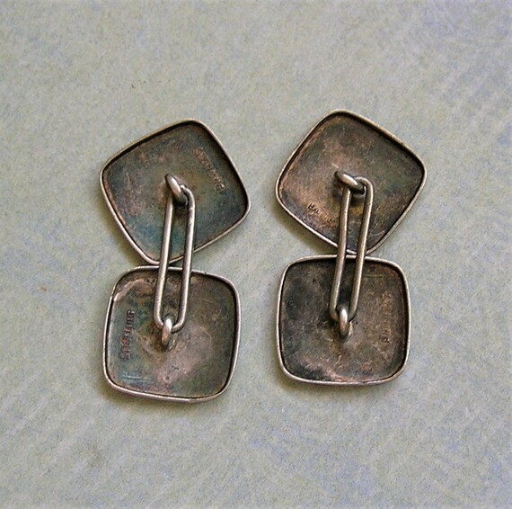 Antique Art Deco Sterling Hammered Cuff Links, Ol… - image 4