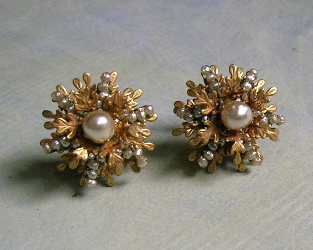 Miriam Haskell ヴィンテージ風 ピアス Vintage Miriam Haskell Faux Pearl Clip-on Earrings, Haskell
