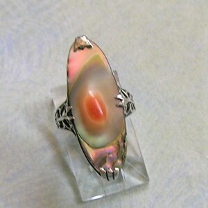 Antique Sterling Abalone Blister Pearl Ring, Vintage Sterling Silver Blister Pearl Ring, Cocktail Ring 4050 image 9