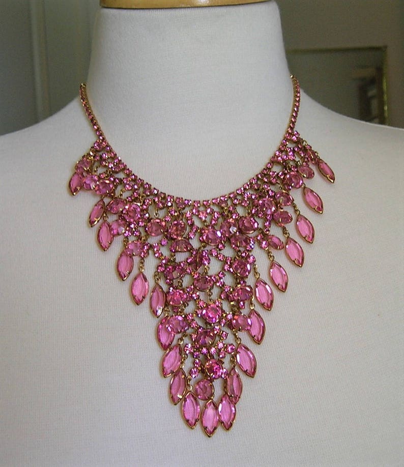 Vintage Juliana Rhinestone Bib Necklace and Matching Earrings Vintage 1960/'s Juliana Waterfall Necklace #3237 Statement Necklace
