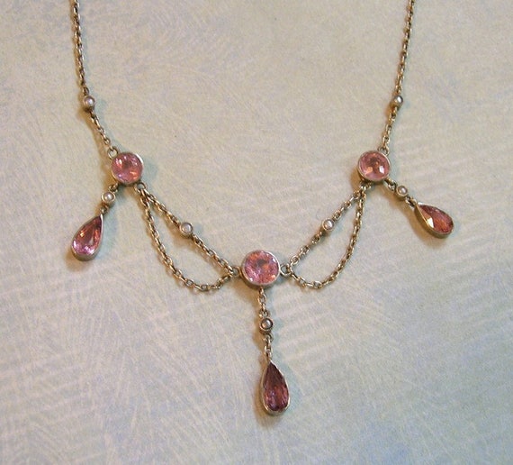 Antique Edwardian Festoon Necklace, Old Festoon Ne