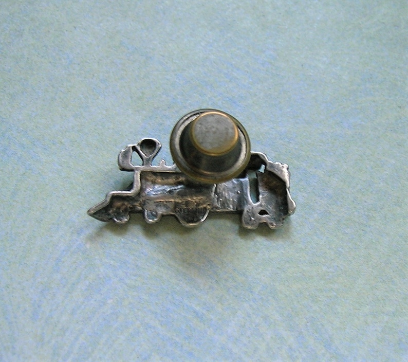 Vintage Sterling Silver Train Tie Pin, Sterling Tie Pin, Old Train Tie Tack, Unusual Tie Tack Pin 3516 image 2