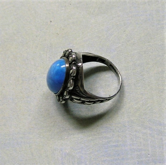 Vintage Art Deco Sterling Silver, Blue Glass and … - image 9