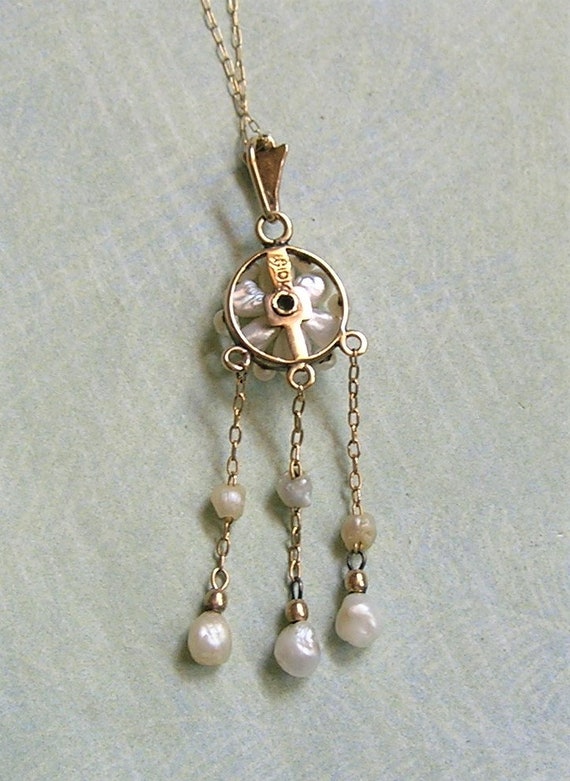 Antique 10K Gold Lavaliere Pendant With Pearls an… - image 5
