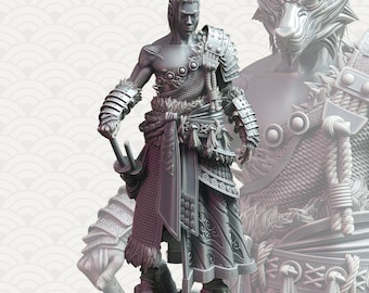 Samurai Warrior Katana Assassin Miniature 32mm - Samurai of the Wolf by DM Stash