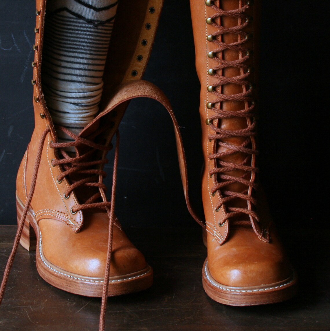 vintage tall lace up boots