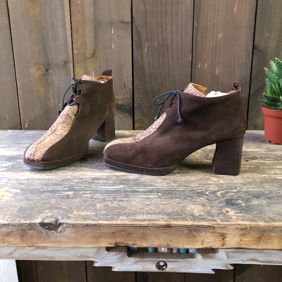 Vintage 60s Rare Shoes Leather and Snakeskin Londo