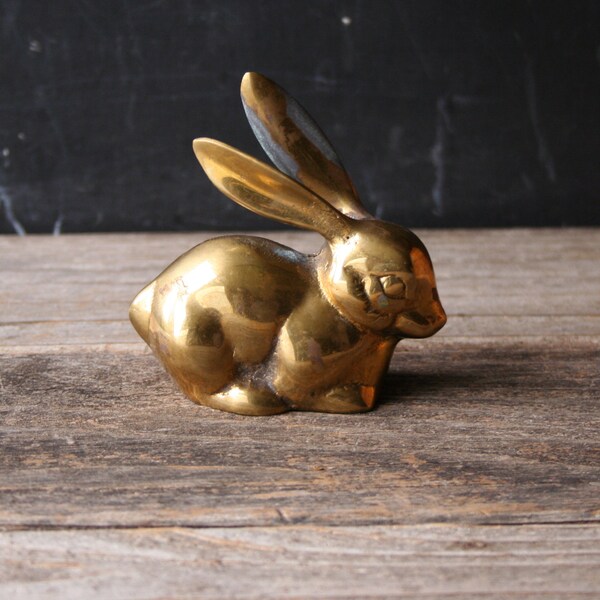 Vintage Brass Rabbit Figurine With large Ears Spring or Easter Home Decor Table Centerpiece From Nowvintage on Etsy