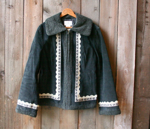 Suede Leather Coat Jacket White Stag Black With W