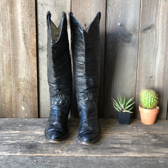 Vintage Eel Skin Western Riding Boots Size 5 - image 3