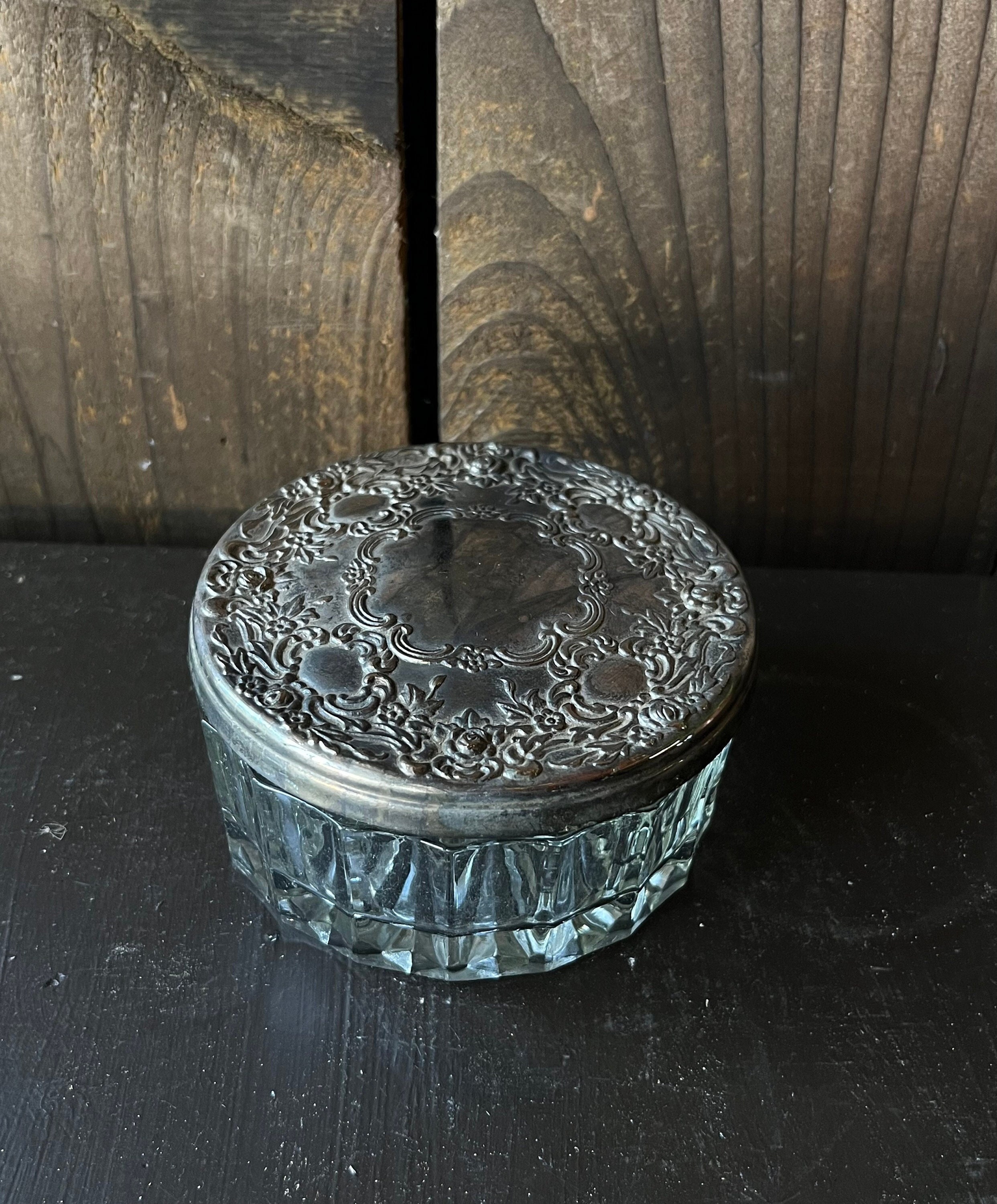 WJA-040-SM SMALL GLASS BOTTOM CANISTER W- SILVER & TURQ – J. Alexander  Rustic Silver
