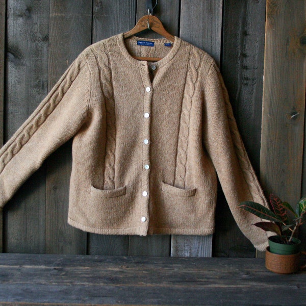 Oatmeal Cardigan Wool Sweater Boho Fashion Winter Warm Vintage