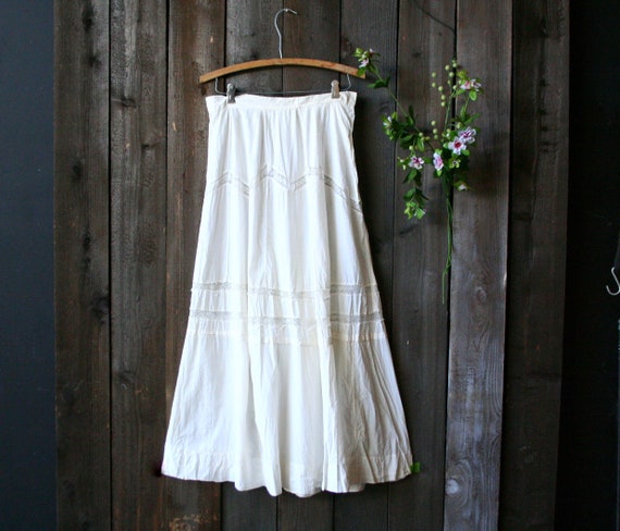 Antique Cotton Skirt 1930 Maxi Vintage