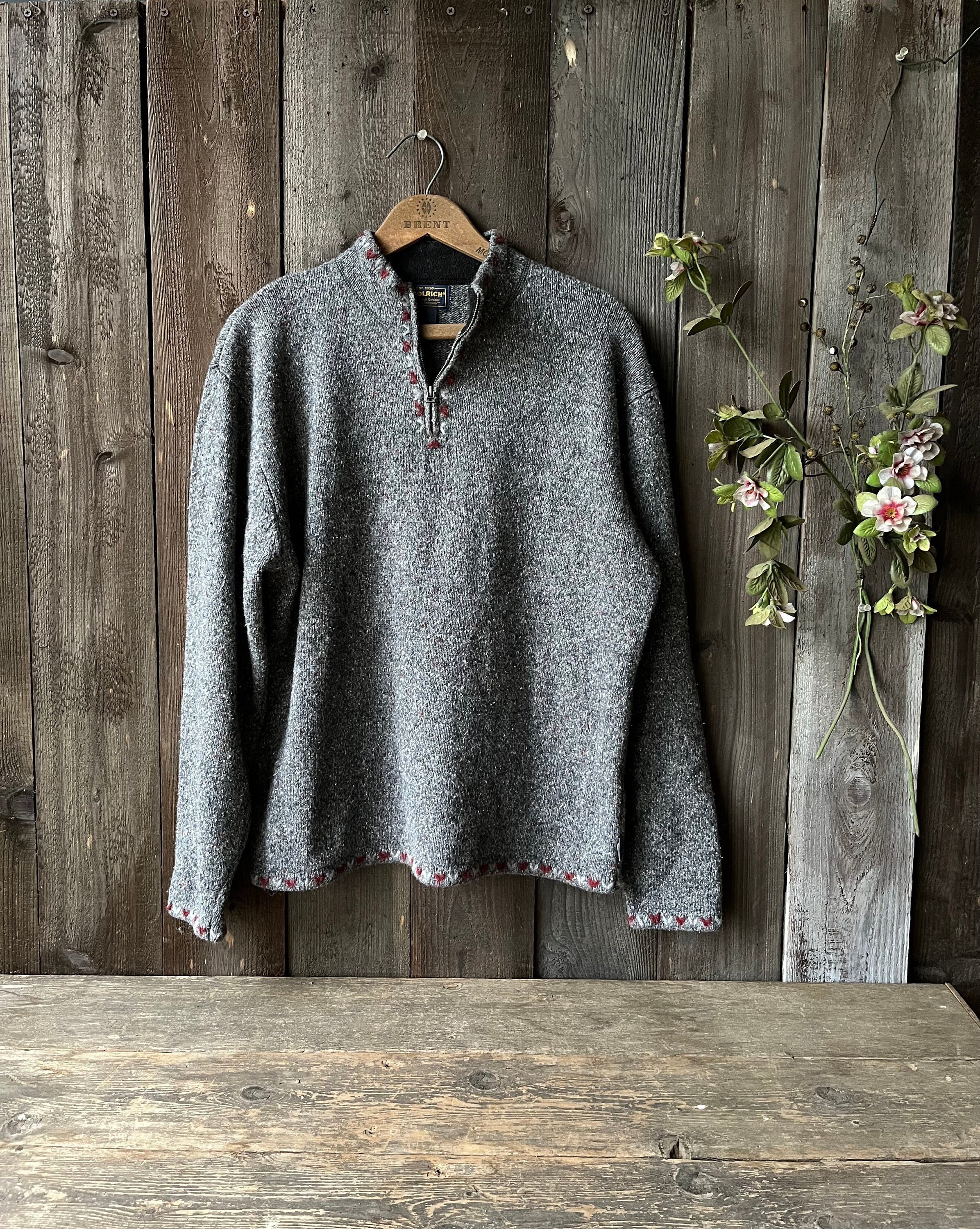 Woolrich Sweater Pullover Gray Embroidered Etsy