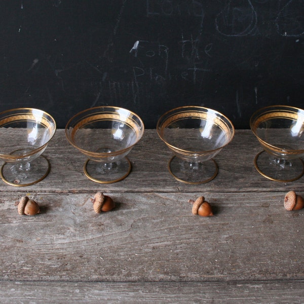 4 Vintage Gilded Dessert Glasses From Nowvintage on Etsy