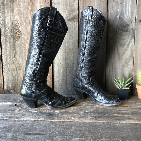 Vintage Eel Skin Western Riding Boots Size 5 - image 2