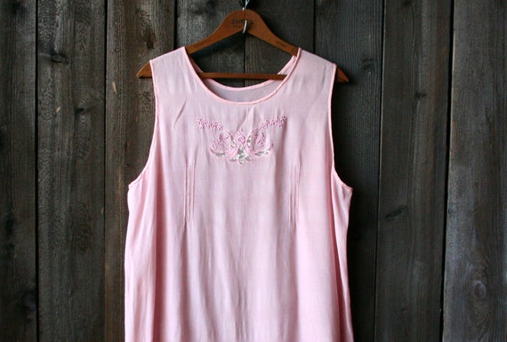 Vintage 40s Silk Slip Dress Or Nightgown Pink Ling