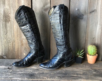Vintage Eel Skin Western Riding Boots Size 5