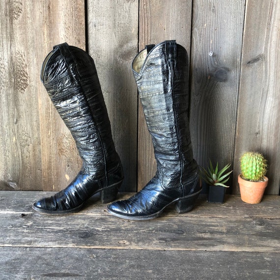 Vintage Eel Skin Western Riding Boots Size 5 - image 1