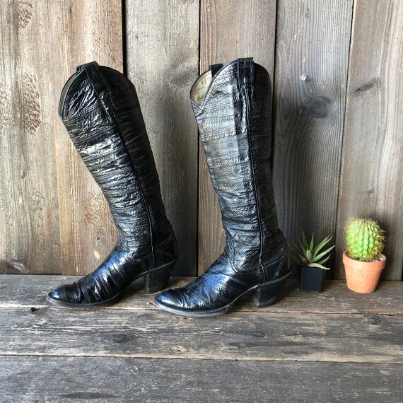 Vintage Eel Skin Western Riding Boots Size 5 Etsy