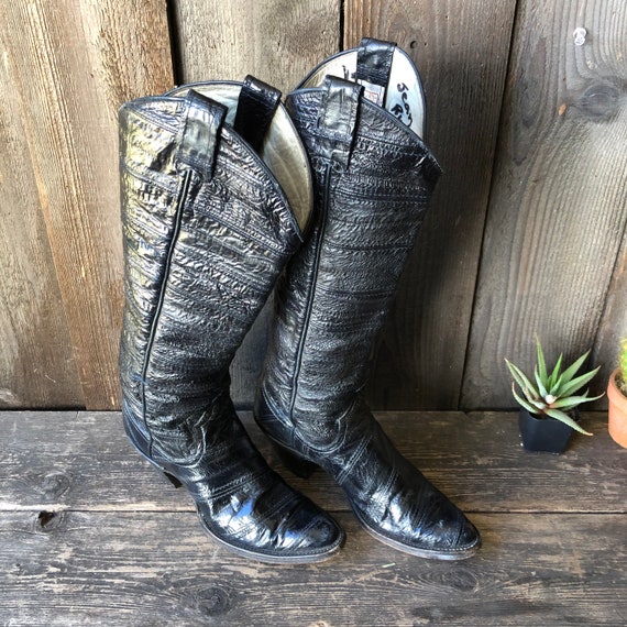 Vintage Eel Skin Western Riding Boots Size 5 - image 5