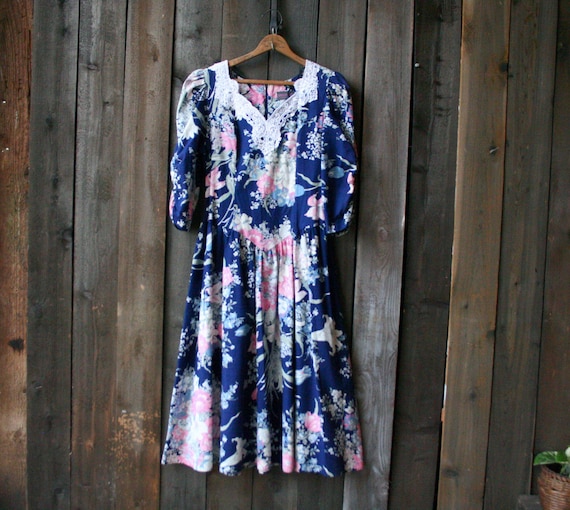 1980s Floral Dress Tina Barrie
