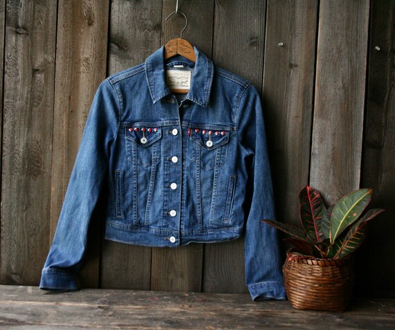 Levi Denim Jacket With Red and Silver 