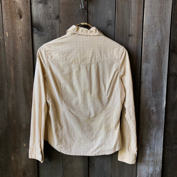 Vintage Eyelet Blouse 70s Tan - image 2