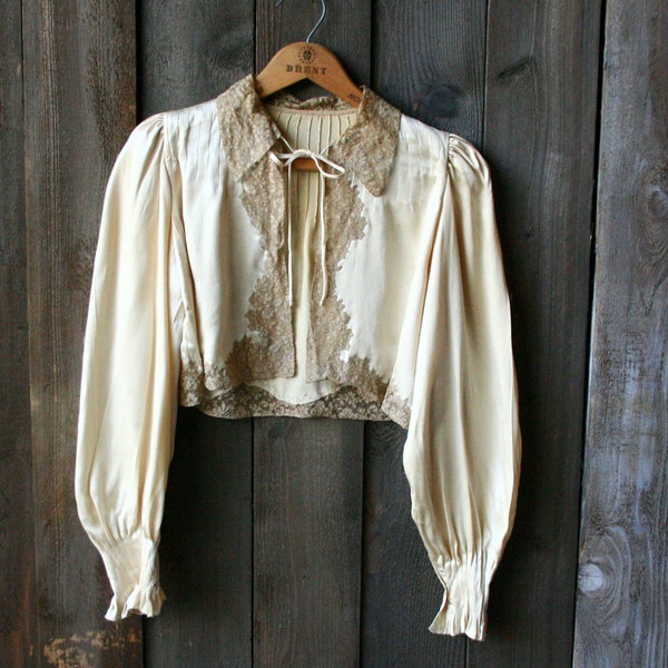 Vintage Silk Jacket 20s Lace Lingerie Night Gown Jacket