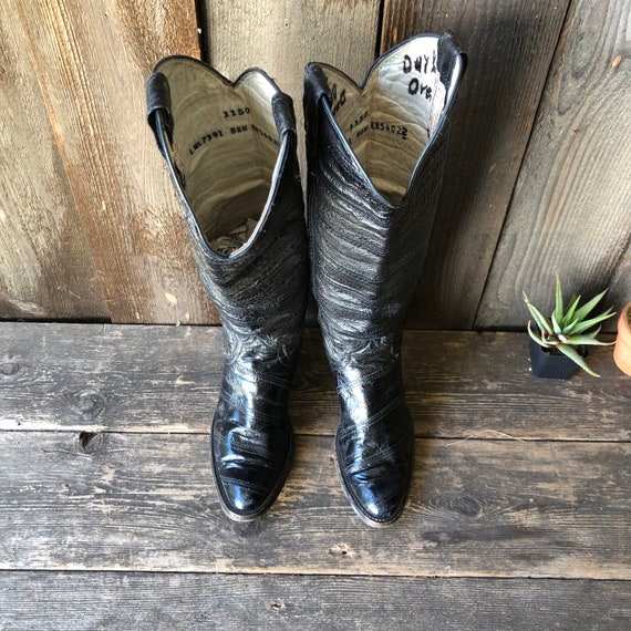 Vintage Eel Skin Western Riding Boots Size 5 - image 6