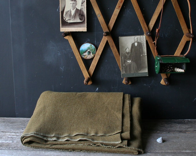Vintage Wool Army Blanket Green From Nowvintage on Etsy Etsy