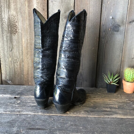 Vintage Eel Skin Western Riding Boots Size 5 - image 4