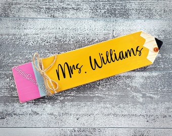 Wood Sign - Wall Sign - Desk Sign - Teacher - Pencil - Personalized - Teacher Gift