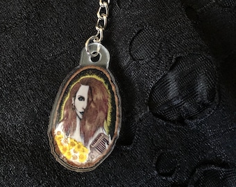 Rozz Williams Christian Death Art Keychain in Gold or Silver keychain
