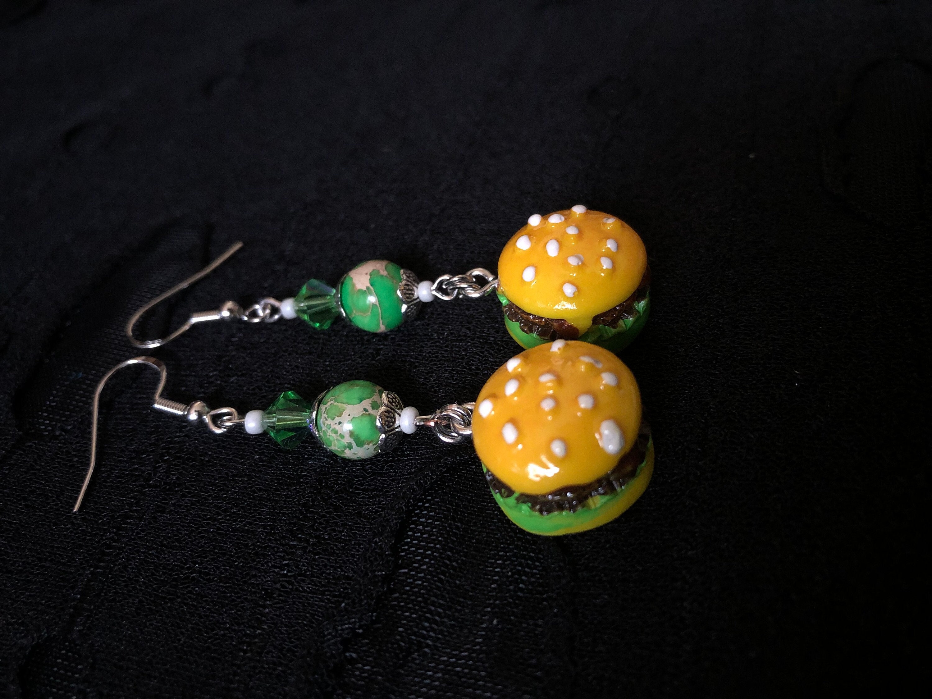 Miniature Burger Charm Earrings, Fun Food Lover Dangle Jewelry ...